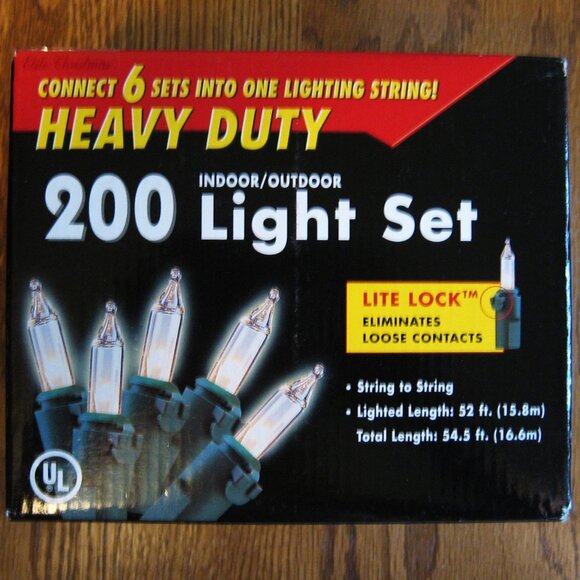 NOS Elite Christmas 200 Count Heavy Duty Light Set - Clear - Picture 1 of 1